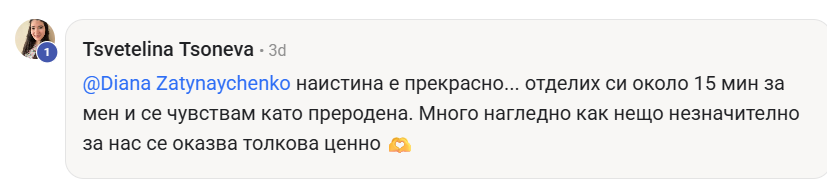 Скрийншот на отзив от участничка